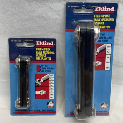 Eklind Fold Up Hex Key Sets Sizes .050-5/32, 3/16-3/8 No.20811/20511 - Image 1 of 4