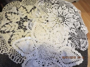 3 VINTAGE HAND CROCHET  DOILIES --#T 7-11 - Picture 1 of 24