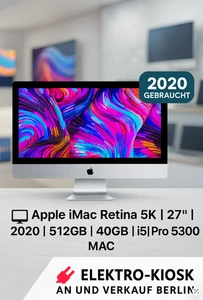 🖥 Apple iMac Retina 5K | 27" | 2020 512GB 40GB | i5  | Pro 5300 MAC ✅ Händler - Bild 1 von 22