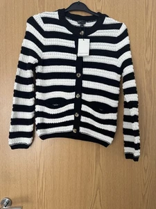 Nobody’s Child black and white chunky Crew Neck Cardigan size small (UK 8-10) - Picture 1 of 8