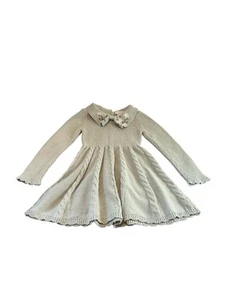 Cupcakes And Cashmere Green Knit Dress With Floral Embroidery Size S (5/6) Girls - Picture 1 of 5