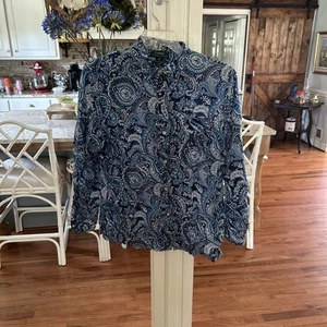 Blusa de manga larga de algodón claro azul cachemir XL de Lauren Ralph Lauren para mujer - Imagen 1 de 6