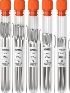 50 PCS Large Eye Sturdy Hand Sewing Needles - Easy to Thread Embroidery Needl... - Picture 1 of 6