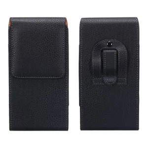 Phone Belt Holder for 6.6-7.2" Phone Vertical Grain Leather Black 7.1"x3.7"x0.5" - Zdjęcie 1 z 7