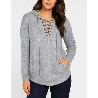 CULLEN Suéter Gris Waffle Texturizado Cachemira Con Capucha Cordones Talla Pequeña Foto 1 de 4