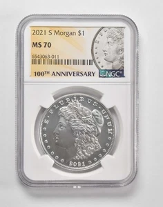 2021-S MS70 Morgan Silver Dollar $1 NGC 100th Anniversary Lbl *9234 - Picture 1 of 5