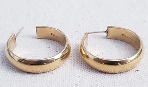 Gold Round HOOP Earrings WELLS 1/20 12k GF Vintage Pierced Classic - Picture 1 of 6