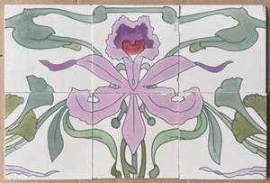 6 GERMANY - UTZSCHNEIDER & Co. - ANTIQUE ART NOUVEAU MAJOLICA TILE c1900 - Picture 1 of 8