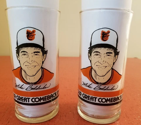 Baltimore Orioles MLB Vintage 1985 Mike Boddicker #52 Drinking Glass Set Cover