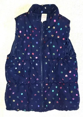 Chaleco acolchado FADED GLORY para niñas azul con puntos multicolores XL (14-16) Foto 1 de 2