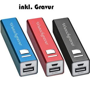 Poder Banco 2200MAH Incl. Gratis Grabado Publicidad Metal Rojo Azul Negro - Imagen 1 de 5