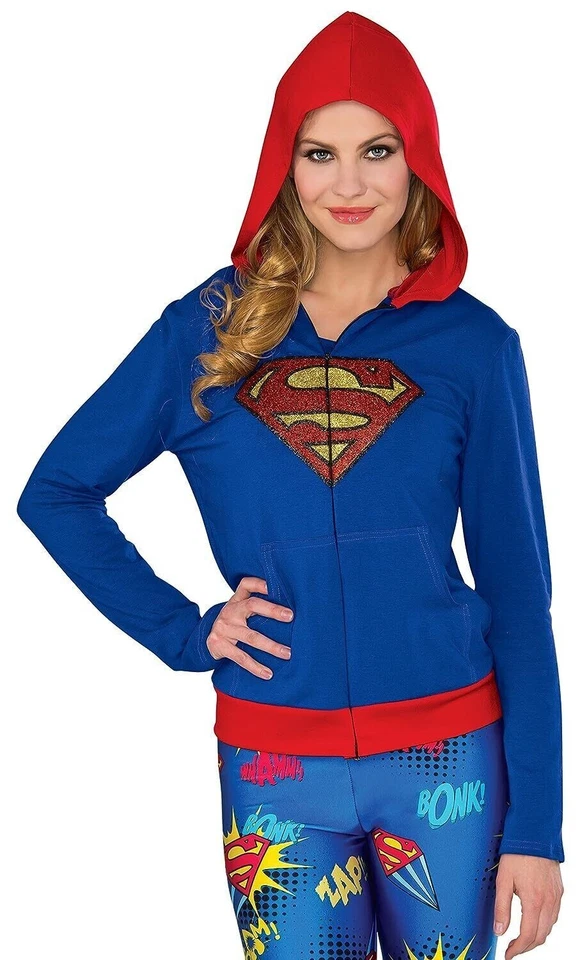 Supergirl Fitted Hoodie DC Superhero Fancy Up Dress Halloween Adult Costume S/M - Image 1 of 1