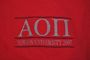t-shirt small alpha omega pi towson university sorority 2007 17.5 inches pit2pit - Picture 1 of 5