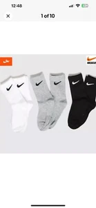NEW 3 PAIRS Nike Dri-fit Crew socks kids XXS Youth Shoe Size 7C-10C - Picture 1 of 4