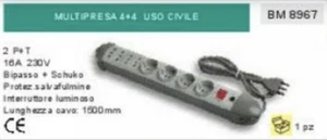 MULTIPRESA ciabatta 8 PRESE + SCHUKO protezione SALVAFULMINE CAVO 150cm - Picture 1 of 1
