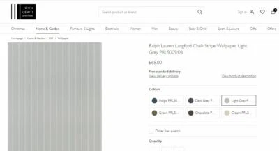 NEW Ralph Lauren Langford Chalk Stripe Wallpaper, Light Grey PRL5009/03 - Image 1 of 3