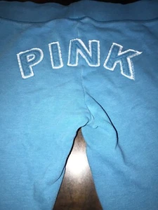 PINK VICTORIA’S SECRET Sweatpants Size XS Aqua W/Pink Logo PRISTINE SHAPE - Picture 1 of 5
