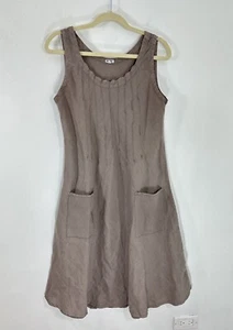 Abito Puro Lino Italiano 100% Lino Lagenlook Beige - Foto 1 di 8