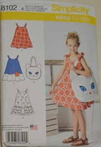 Simplicity 8102 - CHILD'S SUNDRESS AND KITTY TOTE - Picture 1 of 2