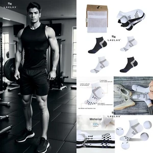 men trainer cycling socks white gym running cushion massage seamless 4 pairs - Picture 1 of 9