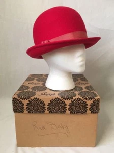 Glamour Felts Union Made Derby Hat Red Wool in Iveys Box Vintage - Picture 1 of 12