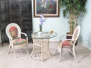 Emerald Rattan 3 Piece Bistro Dining Set (White Wash Rattan Finish) - Picture 1 of 1