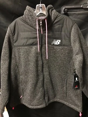 New Balance Suéter Polar Cremallera Completa Negro/Gris/Rosa Chaqueta Mujer Talla 2X Foto 1 de 4