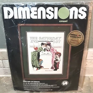 Norman Rockwell Dimensions Crewel Kit~#1229 First Day Of School~Vintage 1982 NOS - Picture 1 of 8