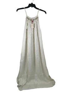 RAGA ANTHROPOLOGIE Women's S Embroidered Tassels Beaded Maxi Dress Boho Dreamy - Picture 1 of 18