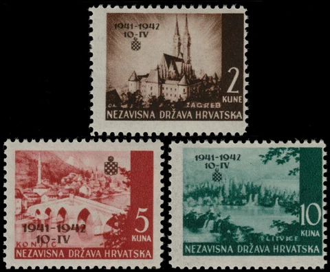 ✔️ CROATIA 1942 - OVERPRINT ON LANDSCAPES - SC. 49/51 ** MNH OG [CR078] Cover