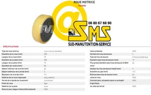ROUE MOTRICE VULKOLLAN CROWN WE2300 dim 250 75 80 mm TRANSPALETTE GERBEUR - Picture 1 of 1