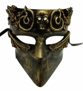 Máscara de Mascarada Val Halla Calavera Bauta Hombres Dorado Cepillado - Imagen 1 de 3