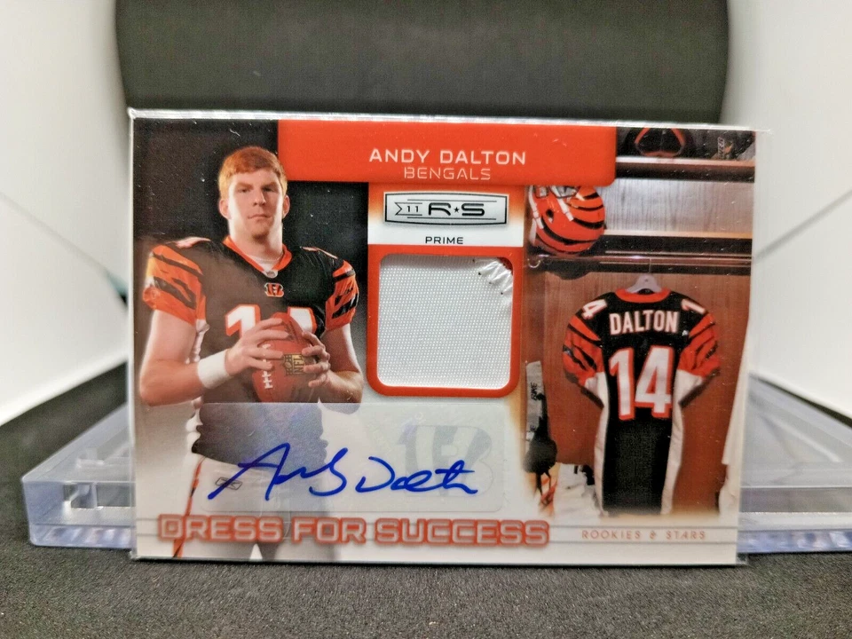 2011 Rookies & Stars Andy Dalton RC Patch Auto 4/10 rookie NFL Bengals football - Image 1 of 3