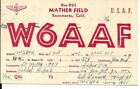 QSL 1947 Mather Field Sacramento CA    radio card