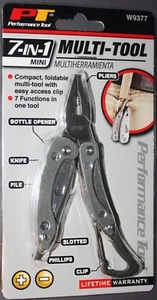 PERFORMANCE TOOL W9377 7-in-1 Mini Multi-Tool. Compact and Versatile. NEW. 3.3" - Picture 1 of 2