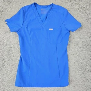 Figs Slim Catarina Scrub Top Blue Womens XS One Pocket Short Sleeve Stretch - Picture 1 of 10