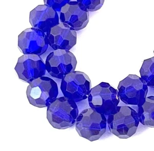 25 Cobalt Blue Glass Faceted Round Beads Fire Polished Transparent 7mm - Picture 1 of 3