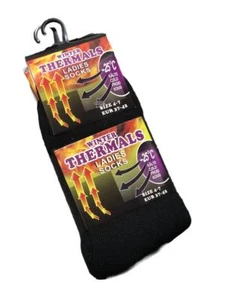 Damen Thermosocken 3 Paar schwarz Winter warm Damen Stiefel Erwachsene Größe 4-11 - Bild 1 von 3