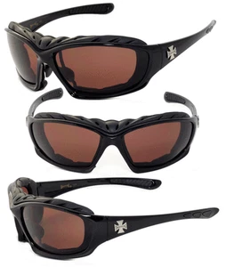 Choppers Motorcyle Riding Glasses Foam Padded Sunglasses - Amber Lens C49 - Picture 1 of 6