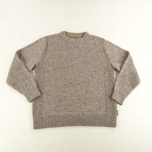 Woolrich Sweater Mens Medium Brown Merino Wool Blend Outdoor Crewneck Pullover - Picture 1 of 11