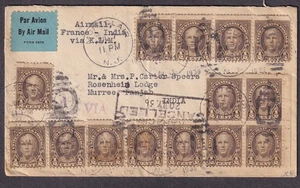 1936 air cover 30 x 1/2c + 5x1c Montclair NJ to Murree Pubjab India via Karachi - Picture 1 of 2