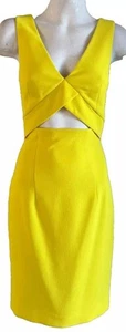Sheike Yellow Bodycon Dress Size 6 cut out front back slit - Picture 1 of 5