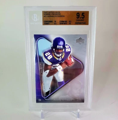 2017 Upper Deck Adrian Peterson Rookie Premiere Beckett 9.5 Mint Rookie Card! - Image 1 of 2