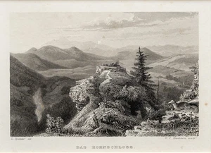 Hornschloss Riesengebirge Glatz Original Stahlstich um 1840 Passepartout - Bild 1 von 3