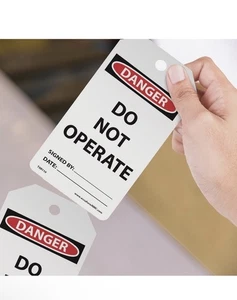 100 Accuform Lockout Tags By-The-Roll "Danger Do Not Operate" 6.25"x 3", TAR110 - Picture 1 of 3
