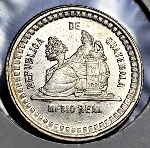 1880/770 E Guatemala 1/2R 1/2 Real Medio Real BU Coin - Picture 1 of 7