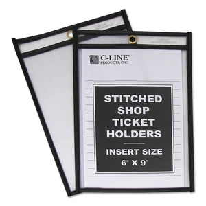 C-Line Shop Ticket Holders Stitched Both Sides Clear 50" 6 x 9 25/BX 46069 - Picture 1 of 3