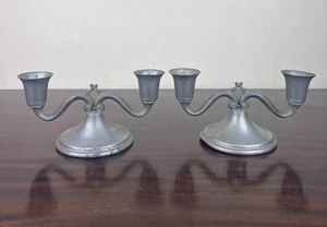 2 antike Mayflower Zinn W.B. Mfg. Co. 2593 Kerzenständer 6,5" Bauernhaus - Bild 1 von 16