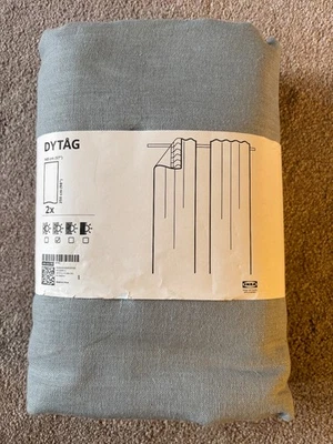 IKEA DYTAG 100% Linen Curtains Grey Blue 145 x 250cm 205.252.95 Discontinued New - Image 1 of 4