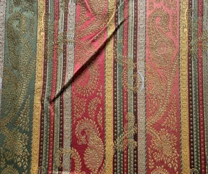 Lee Jofa Shiva Stripe Pink/Leaf France   Fabric Remnant 24"x24" - Picture 1 of 3